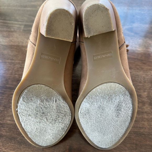 Light Beige Suede Ankle Boots with Fringe Detail - Picture 10 of 12